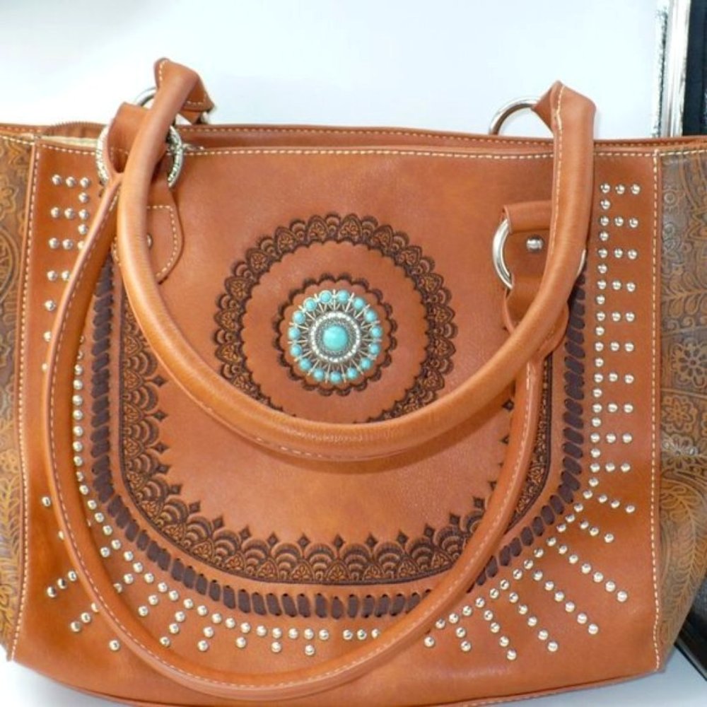 American Bling Brown Handbag and Wallet Set